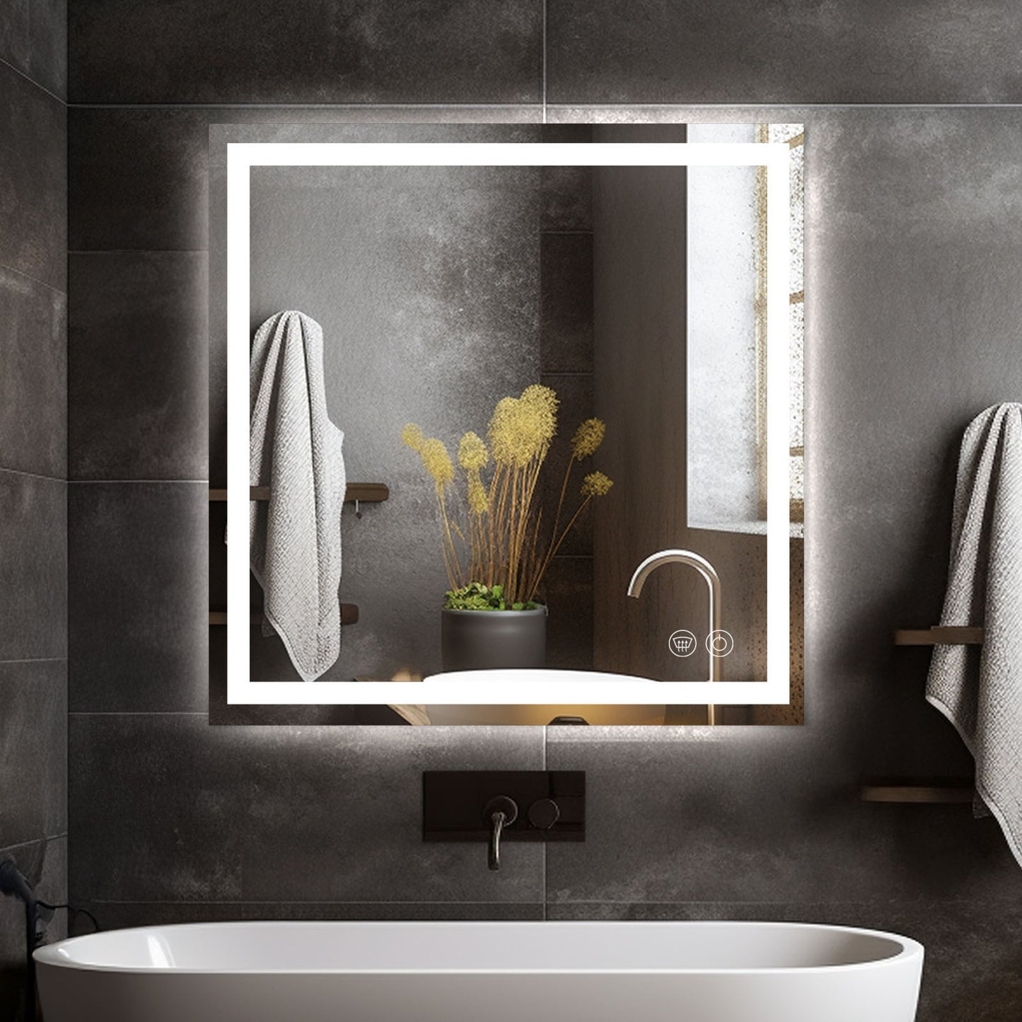 LED Bathroom Mirror – Front & Backlit, Anti-Fog, Waterproof, Modern Style