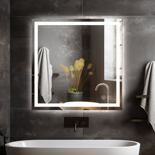 LED Bathroom Mirror – Front & Backlit, Anti-Fog, Waterproof, Modern Style