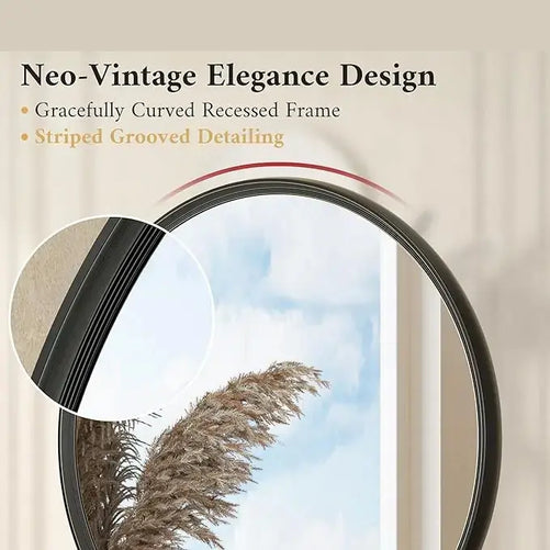 Round Framed Bathroom Mirror – Modern Shatterproof Circle Wall Mirror for Vanity, Ideal for Farmhouse Bathrooms, Bedrooms, Entryways, Living Rooms, Stylish Accent for Any Interior