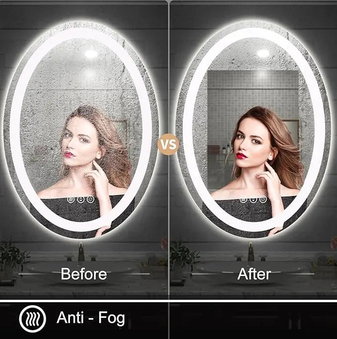 Oval LED Bathroom Vanity Mirror – Frontlit Vanity Mirror with Lights, Dimmable & Anti-Fog, Wall Mounted Lighted Mirror for Makeup, Modern Bathroom Décor for Stylish Vanity