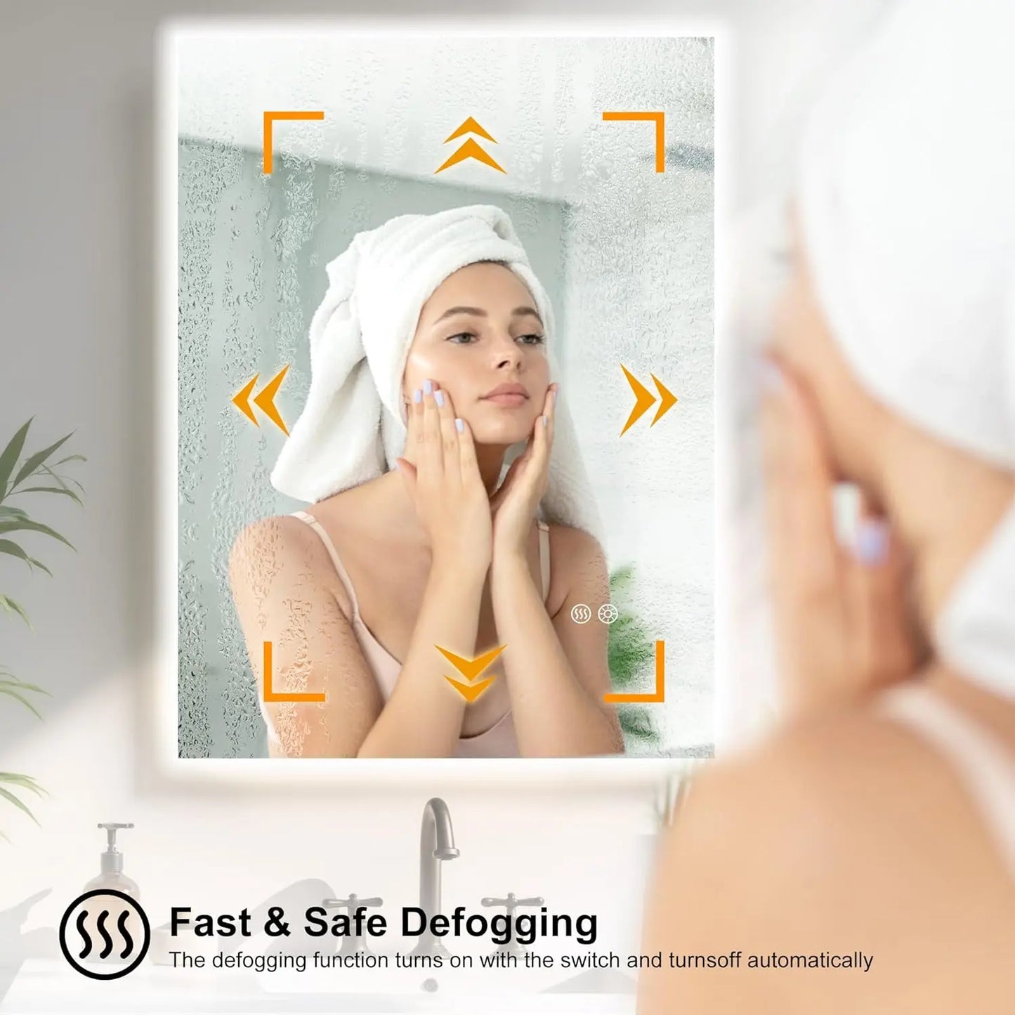 LED Backlit Bathroom Vanity Mirror – Anti-Fog Lighted Vanity Mirror, Stepless Dimmable, CRI 90+, IP54 Waterproof, Wall Mounted, Horizontal or Vertical Installation for Modern Bathroom