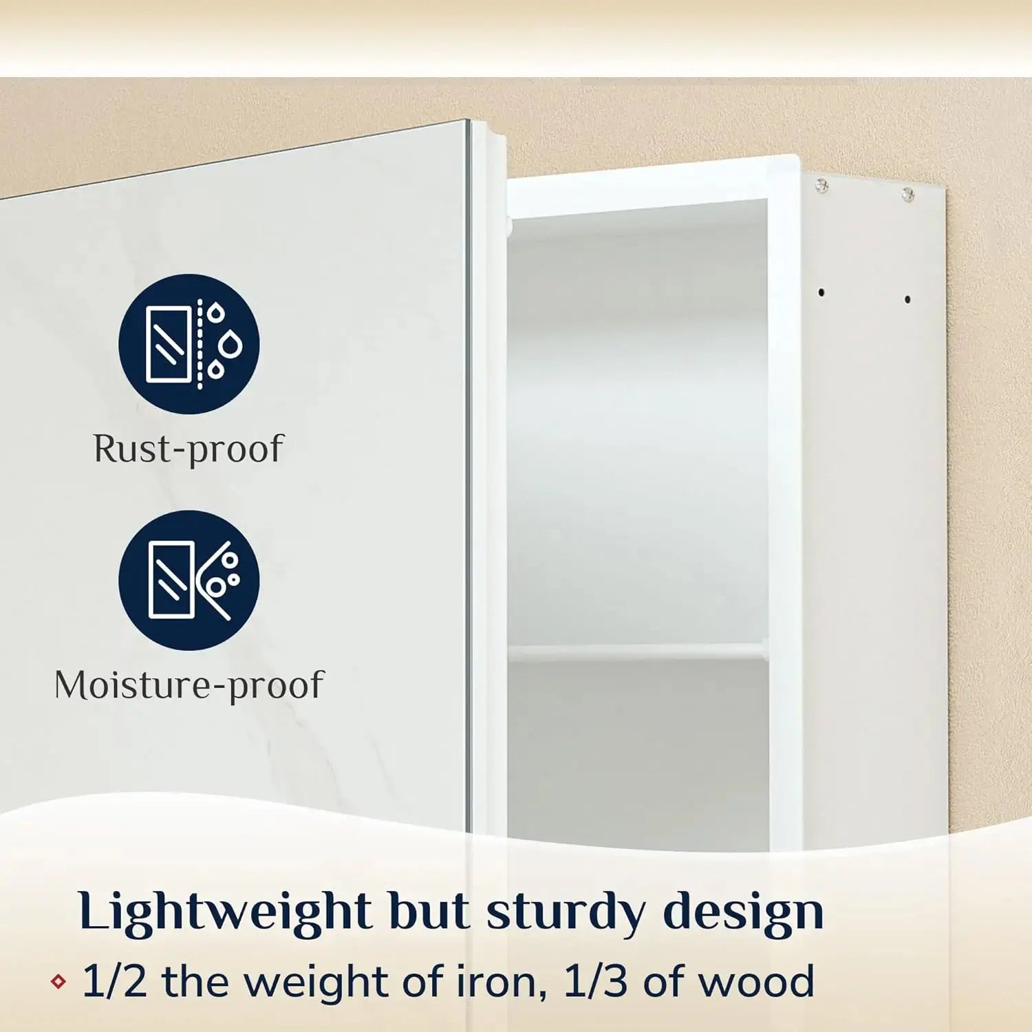 Sleek Medicine Cabinet Mirror with Storage – Aluminum, Tempered Glass, Adjustable Shelves, Surface Mount/Recessed – Modern Farmhouse Style for Bathroom Vanity, Bedroom, and More