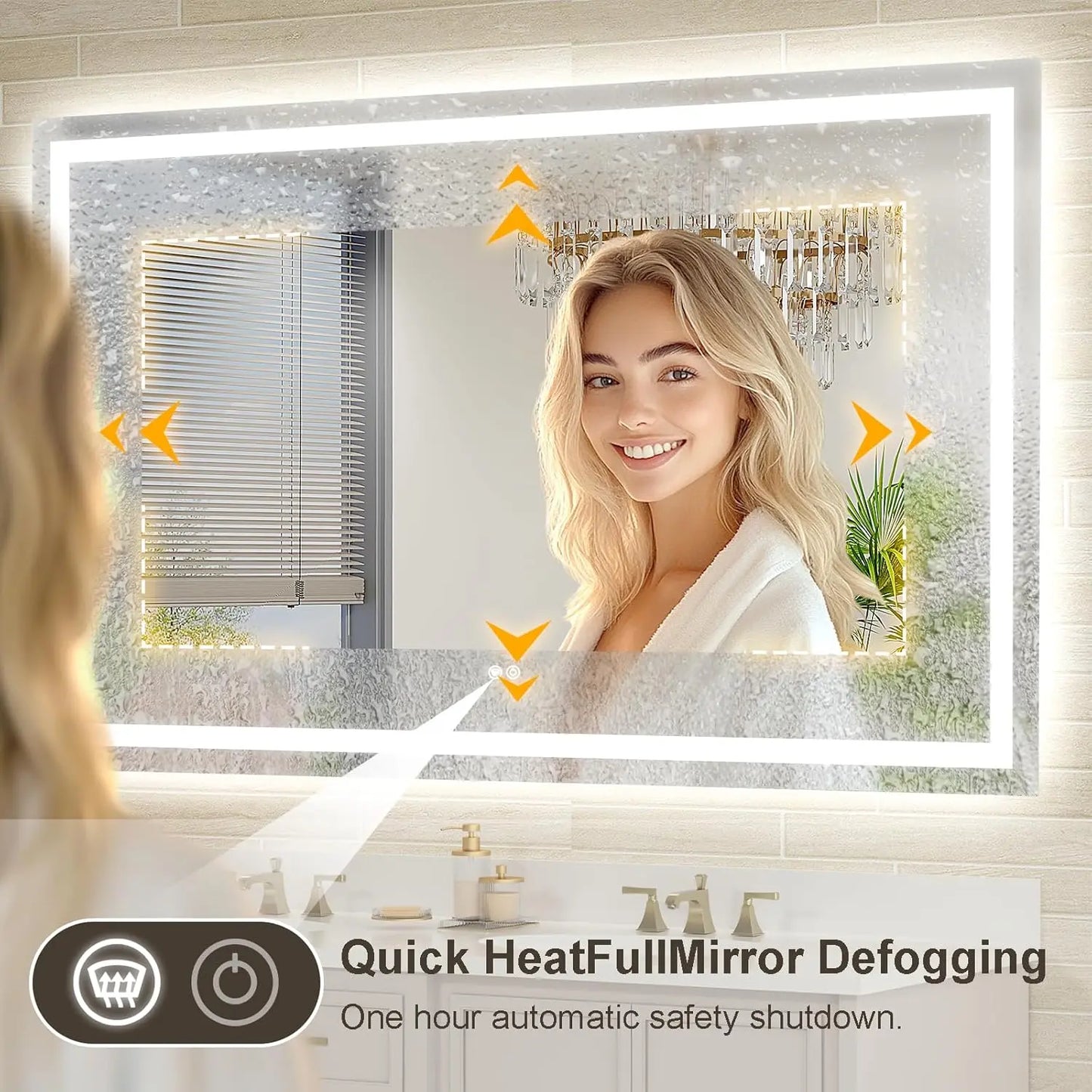 LED Bathroom Mirror with Lights – Front and Backlit, Anti-Fog, Shatterproof Tempered Glass, Waterproof, Memory Function, UL Listed – Modern Vanity Mirror for Multi Use