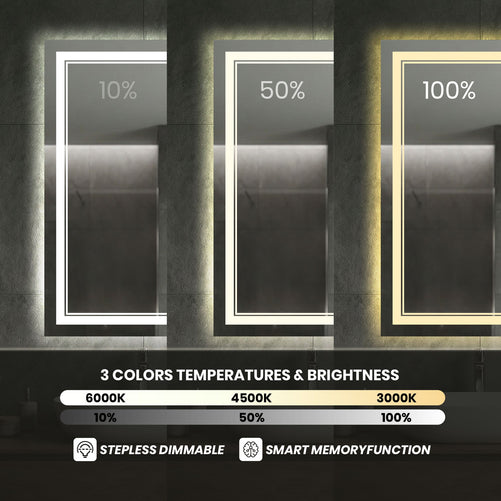 Dimmable Double LED Bathroom Mirror – Front & Backlit, Anti-Fog