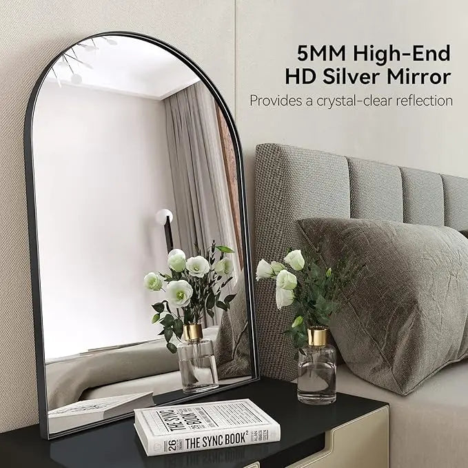 Modern Arch Bathroom Vanity Mirror – Sleek Tempered Glass Wall Mirror, Perfect for Farmhouse, Minimalist, or Contemporary Bathroom Décor