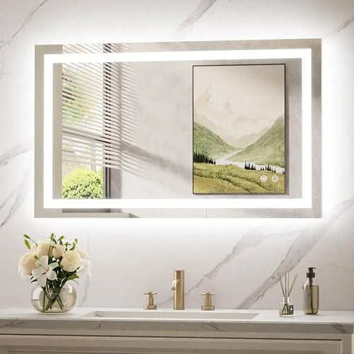 LED Bathroom Mirror with Lights – Front and Backlit, Anti-Fog, Shatterproof Tempered Glass, Waterproof, Memory Function, UL Listed – Modern Vanity Mirror for Multi Use