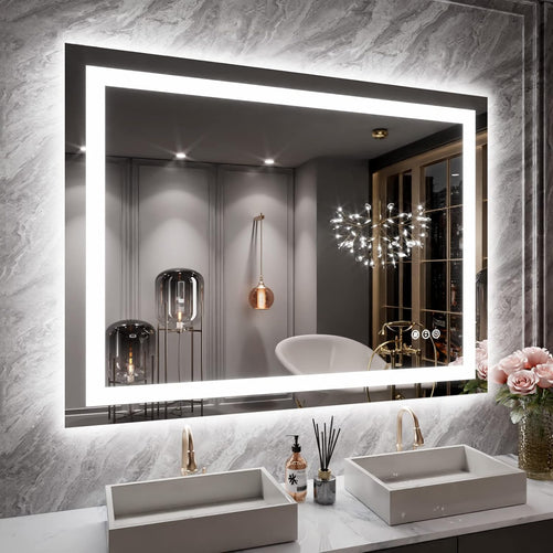 LED Bathroom Mirror with Lights – Front and Backlit, Anti-Fog, Shatterproof Tempered Glass, Waterproof, Memory Function, UL Listed – Modern Vanity Mirror for Multi Use
