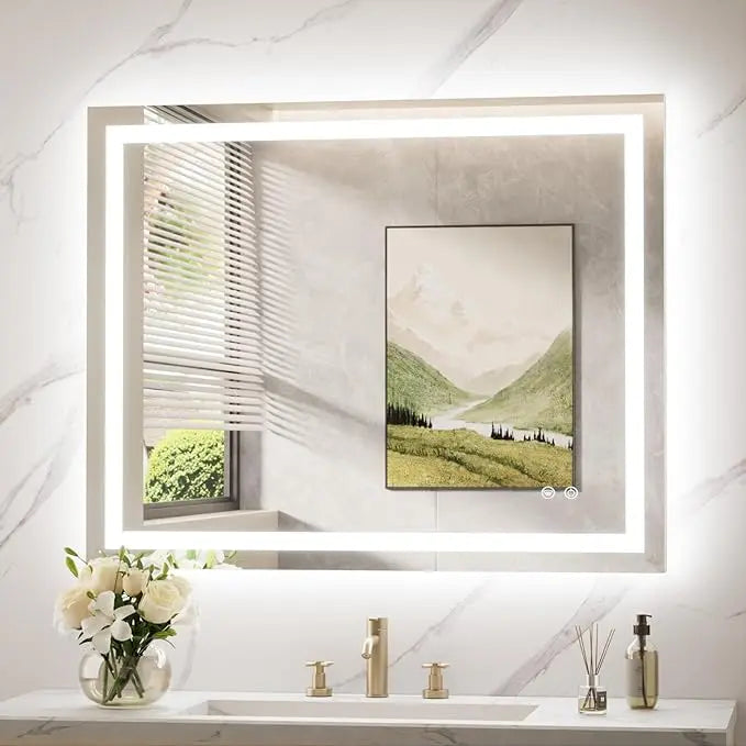 LED Bathroom Mirror with Lights – Front and Backlit, Anti-Fog, Shatterproof Tempered Glass, Waterproof, Memory Function, UL Listed – Modern Vanity Mirror for Multi Use