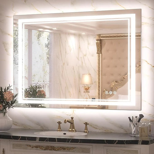 Bathroom Vanity  LED Mirror with Lights – Frontlit & Backlit, Anti-Fog, 3-Color Stepless Dimmable, Memory Function, Shatterproof, CRI 90+, UL Listed Driver – Modern Vanity Mirror