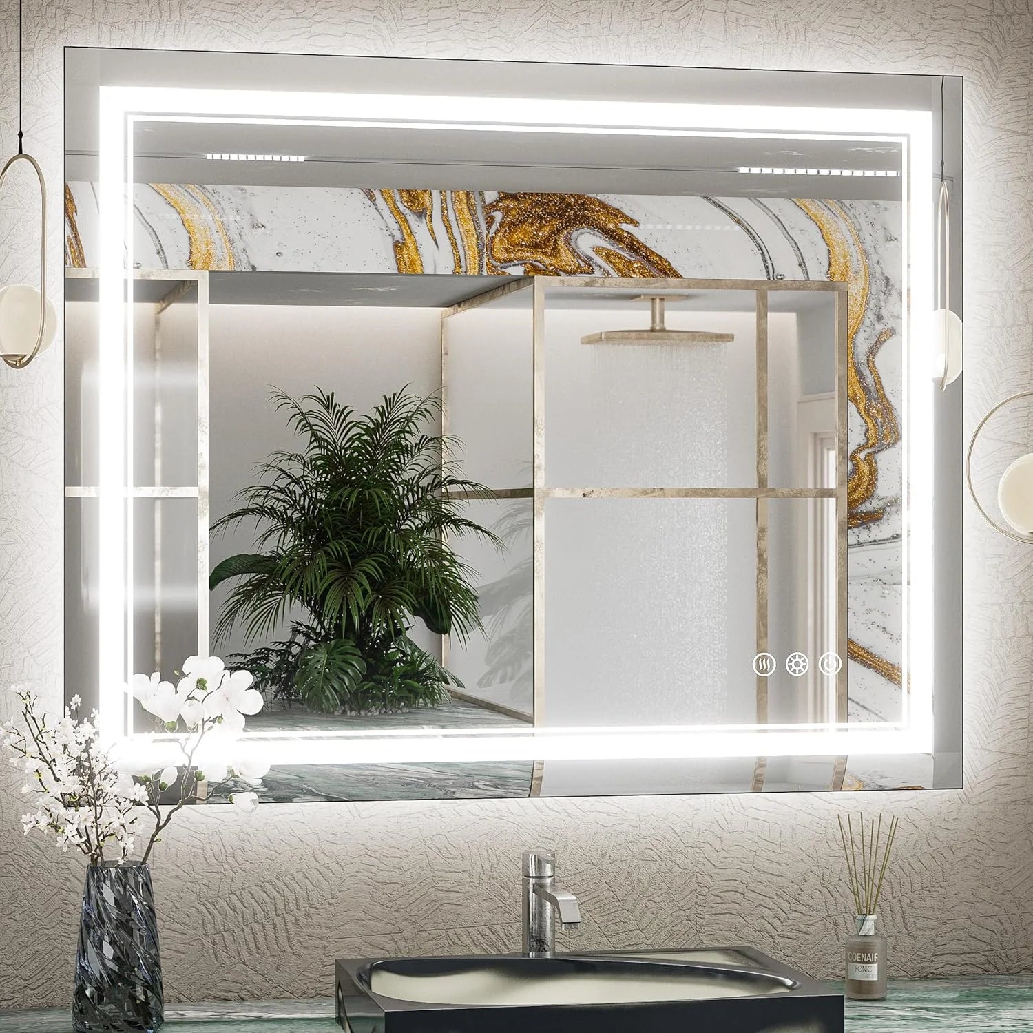 Bathroom Vanity  LED Mirror with Lights – Frontlit & Backlit, Anti-Fog, 3-Color Stepless Dimmable, Memory Function, Shatterproof, CRI 90+, UL Listed Driver – Modern Vanity Mirror