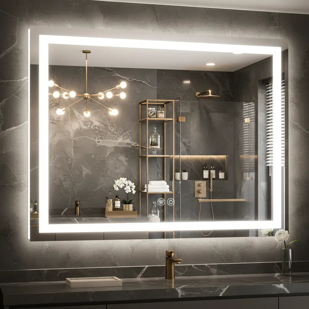 Rectangle LED Bathroom Mirror –Anti-Fog, Front & Backlit, Modern Design