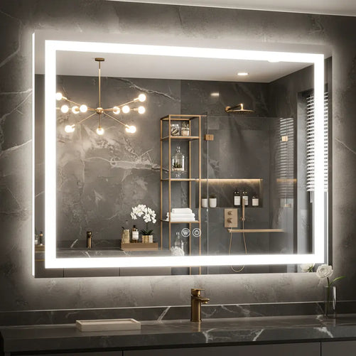 Rectangle LED Bathroom Mirror –Anti-Fog, Front & Backlit, Modern Design
