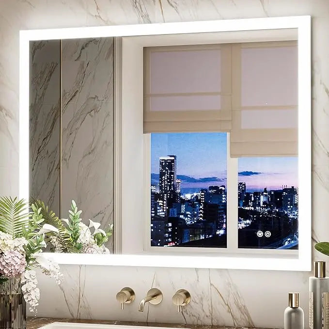 Backlit Vanity Mirror with Lights – Anti-Fog Bathroom Mirror, Frontlit & Dimmable, 3-Color Lighting (Warm/Natural/White), Wall-Mounted Horizontal or Vertical for Bathroom