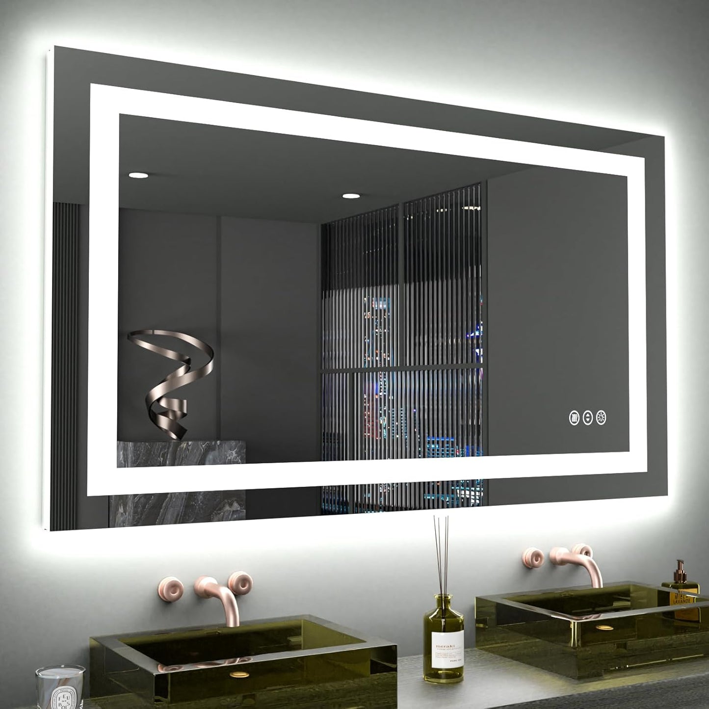 LED Bathroom Mirror with Lights – Front and Backlit, Anti-Fog, Shatterproof Tempered Glass, Waterproof, Memory Function, UL Listed – Modern Vanity Mirror for Multi Use