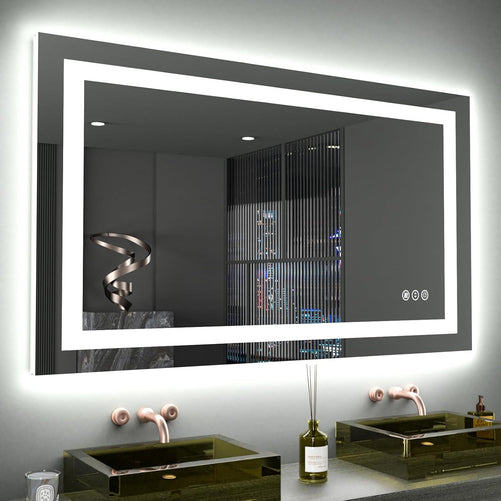 LED Bathroom Mirror with Lights – Front and Backlit, Anti-Fog, Shatterproof Tempered Glass, Waterproof, Memory Function, UL Listed – Modern Vanity Mirror for Multi Use