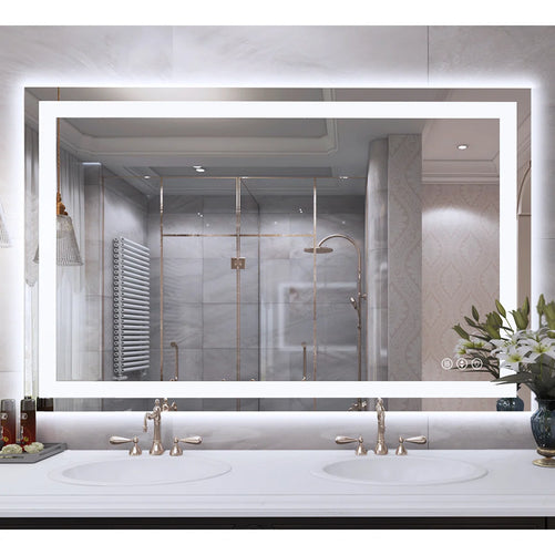 LED Bathroom Mirror with Lights – Front and Backlit, Anti-Fog, Shatterproof Tempered Glass, Waterproof, Memory Function, UL Listed – Modern Vanity Mirror for Multi Use