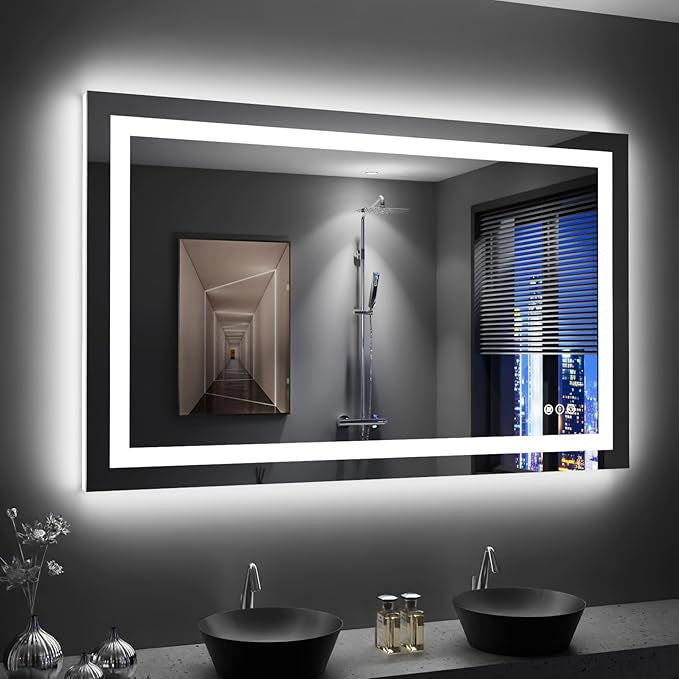 LED Bathroom Mirror with Lights – Front and Backlit, Anti-Fog, Shatterproof Tempered Glass, Waterproof, Memory Function, UL Listed – Modern Vanity Mirror for Multi Use
