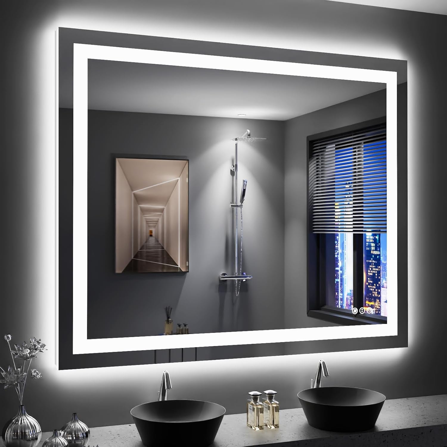 LED Bathroom Mirror with Lights – Front and Backlit, Anti-Fog, Shatterproof Tempered Glass, Waterproof, Memory Function, UL Listed – Modern Vanity Mirror for Multi Use
