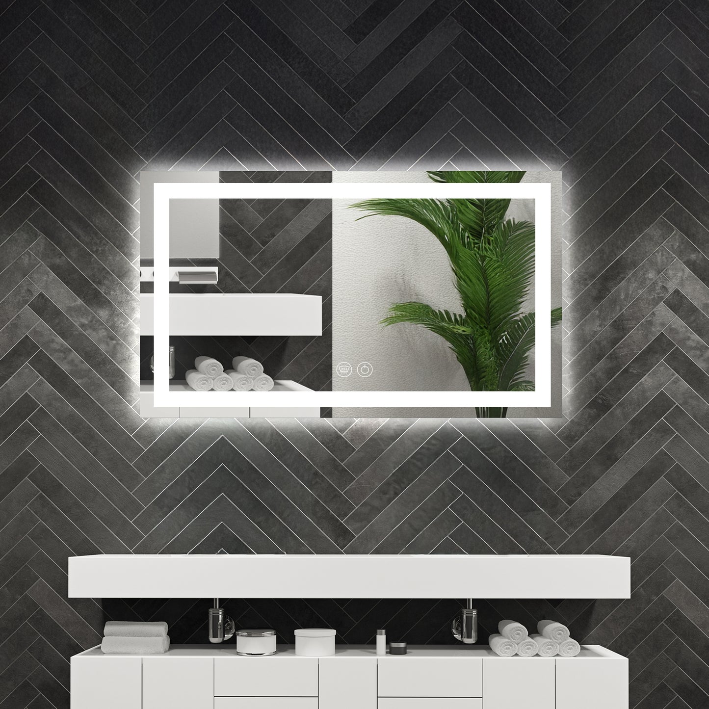LED Bathroom Mirror – Front & Backlit, Anti-Fog, Waterproof, Modern Style