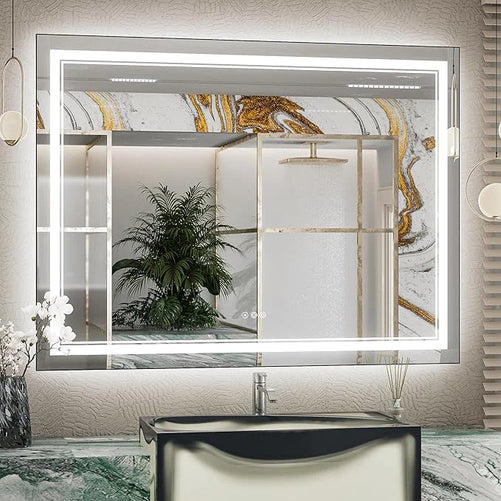 Bathroom Vanity  LED Mirror with Lights – Frontlit & Backlit, Anti-Fog, 3-Color Stepless Dimmable, Memory Function, Shatterproof, CRI 90+, UL Listed Driver – Modern Vanity Mirror