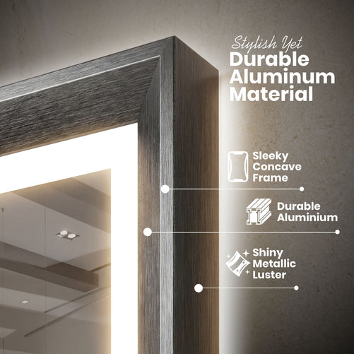 Sleek LED Vanity Mirror – Beveled Edge, 3-Color Dimming, Anti-Fog