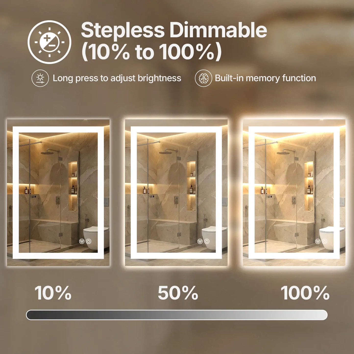 Rectangle LED Bathroom Mirror –Anti-Fog, Front & Backlit, Modern Design