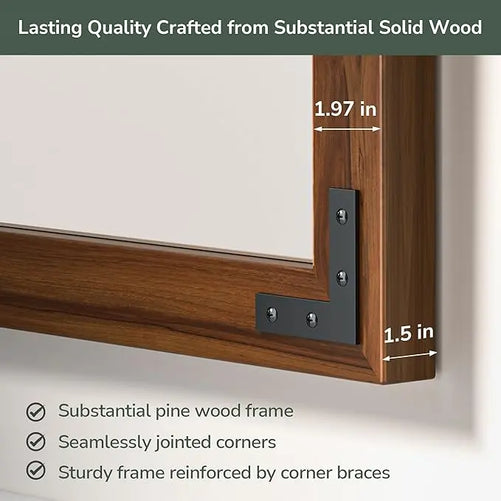 Wood Frame Bathroom Vanity Mirror for Wall – Farmhouse Vanity Mirror for Over Sink, Horizontal/Vertical Mount, Decorative Wooden Mirror for Bathroom, Living Room, Bedroom, Entryway