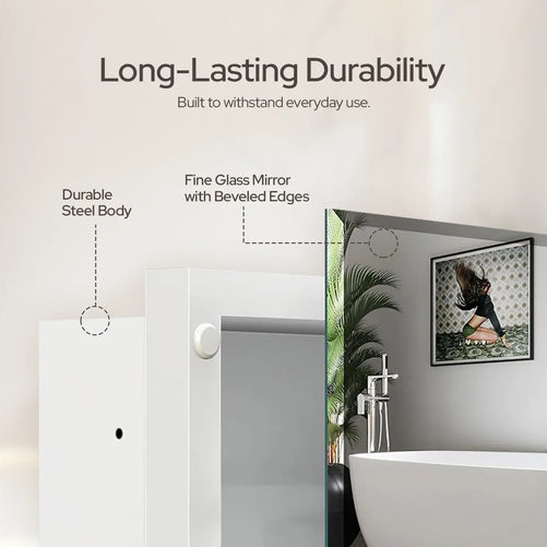 Beveled Frameless Mirror Medicine Cabinet –Wall Mounted, Premium Storage & Modern Design