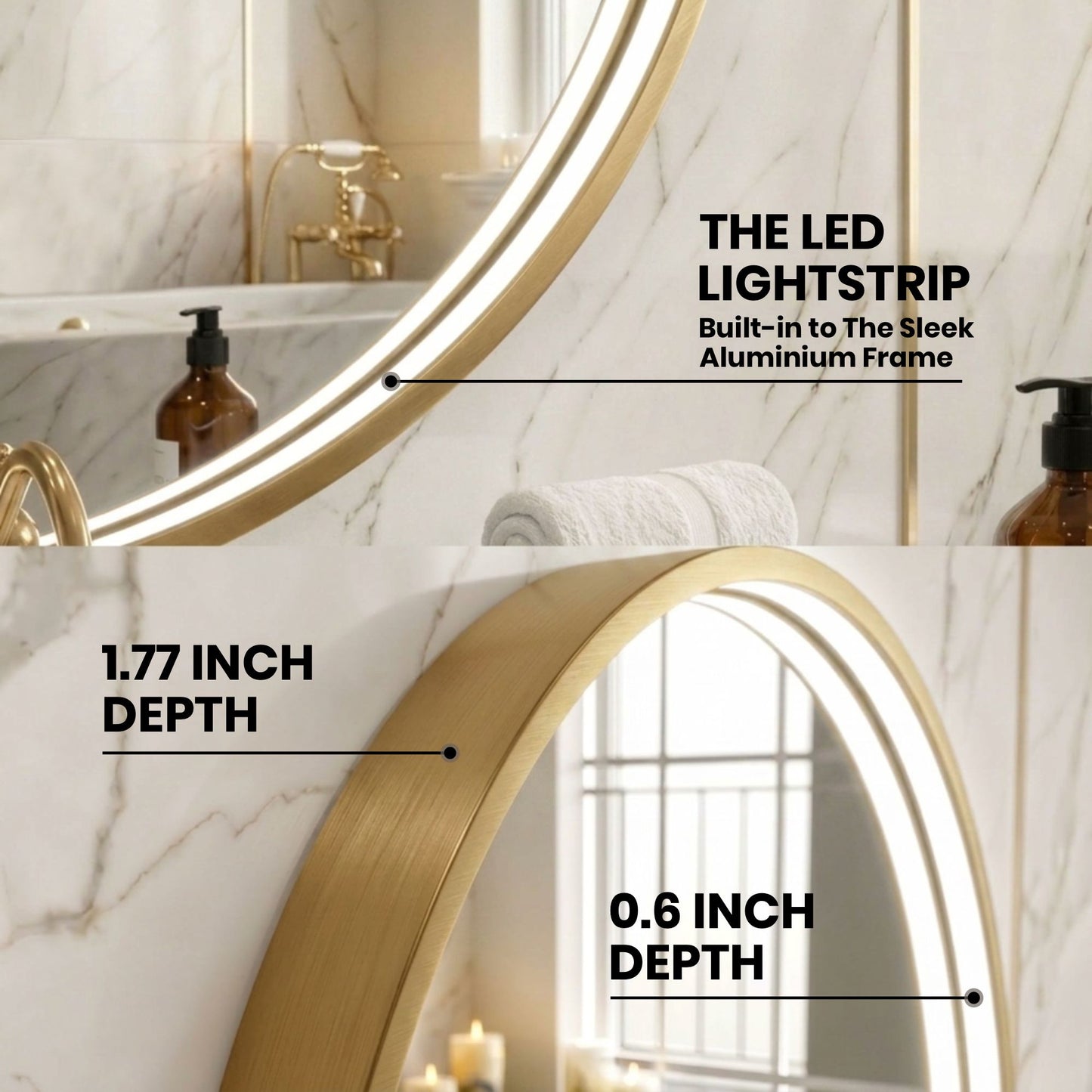 LED Round Bathroom Mirror –Anti-Fog, Dimmable, 3 Color Modes, Modern Design
