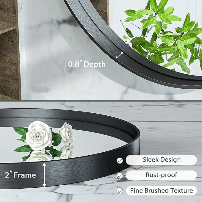 Modern Bathroom Oval Mirror with Non-Rusting Aluminum Frame – Wall-Mounted Vanity Mirror for Farmhouse or Minimalist Décor, Suitable for Vertical or Horizontal Installation