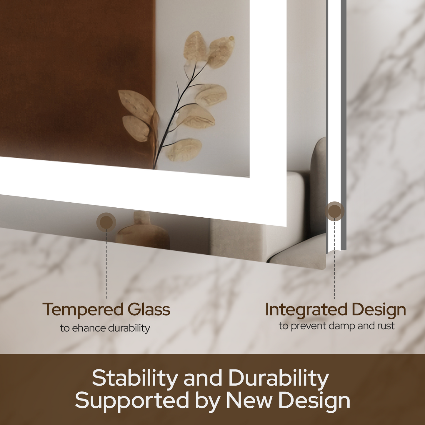 LED Bathroom Mirror – Front & Backlit, Anti-Fog, Waterproof, Modern Style