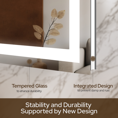 LED Bathroom Mirror – Front & Backlit, Anti-Fog, Waterproof, Modern Style
