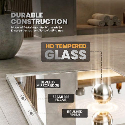 Brushed Nickel Bathroom Mirror – Modern 30x40 Rectangular Bathroom Vanity Mirror Sleek Design