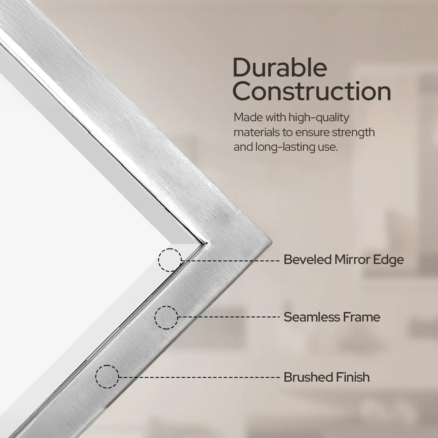 Brushed Nickel Bathroom Mirror – Modern 30x40 Rectangular Bathroom Vanity Mirror Sleek Design