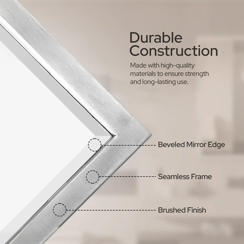 Brushed Nickel Bathroom Mirror – Modern 30x40 Rectangular Bathroom Vanity Mirror Sleek Design