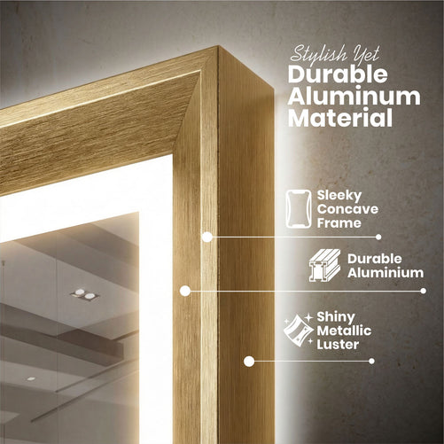 Sleek LED Vanity Mirror – Beveled Edge, 3-Color Dimming, Anti-Fog