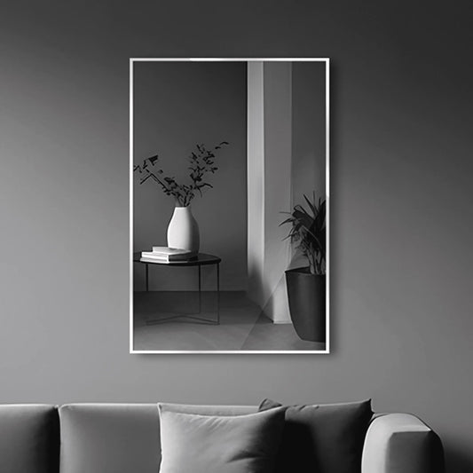 22x34” Modern Rectangular Mirror – Brushed Nickel Frame, Stylish Wall Vanity Mirror