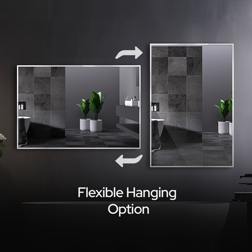 22x34” Modern Rectangular Mirror – Brushed Nickel Frame, Stylish Wall Vanity Mirror
