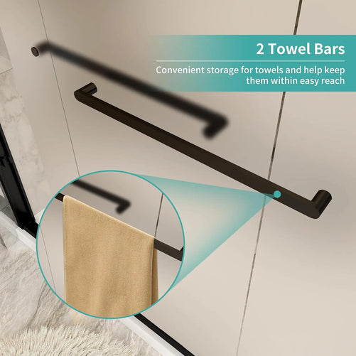 Double Sliding Semi-Frameless Glass Shower Door – Modern Bathroom Enclosure with Durable Tempered Glass, Water-Tight Seal, Easy Installation, Smooth Rollers, Adjustable Width