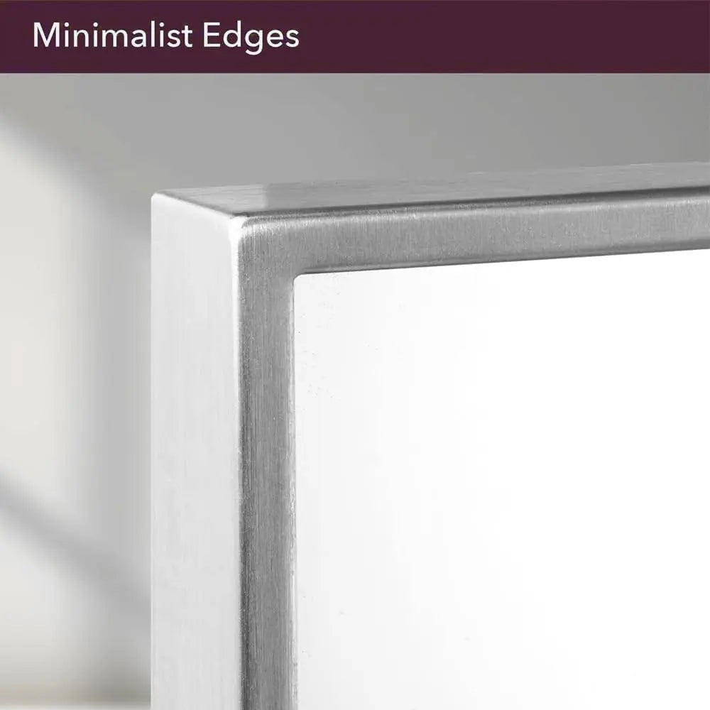 Spectrum Modern Rectangular Mirror with Brushed Nickel Stainless Steel Frame – Elegant Wall Mirror for Bathroom Vanity, Over Sink, Living Room, or Entryway – Stylish Décor for Modern Spaces
