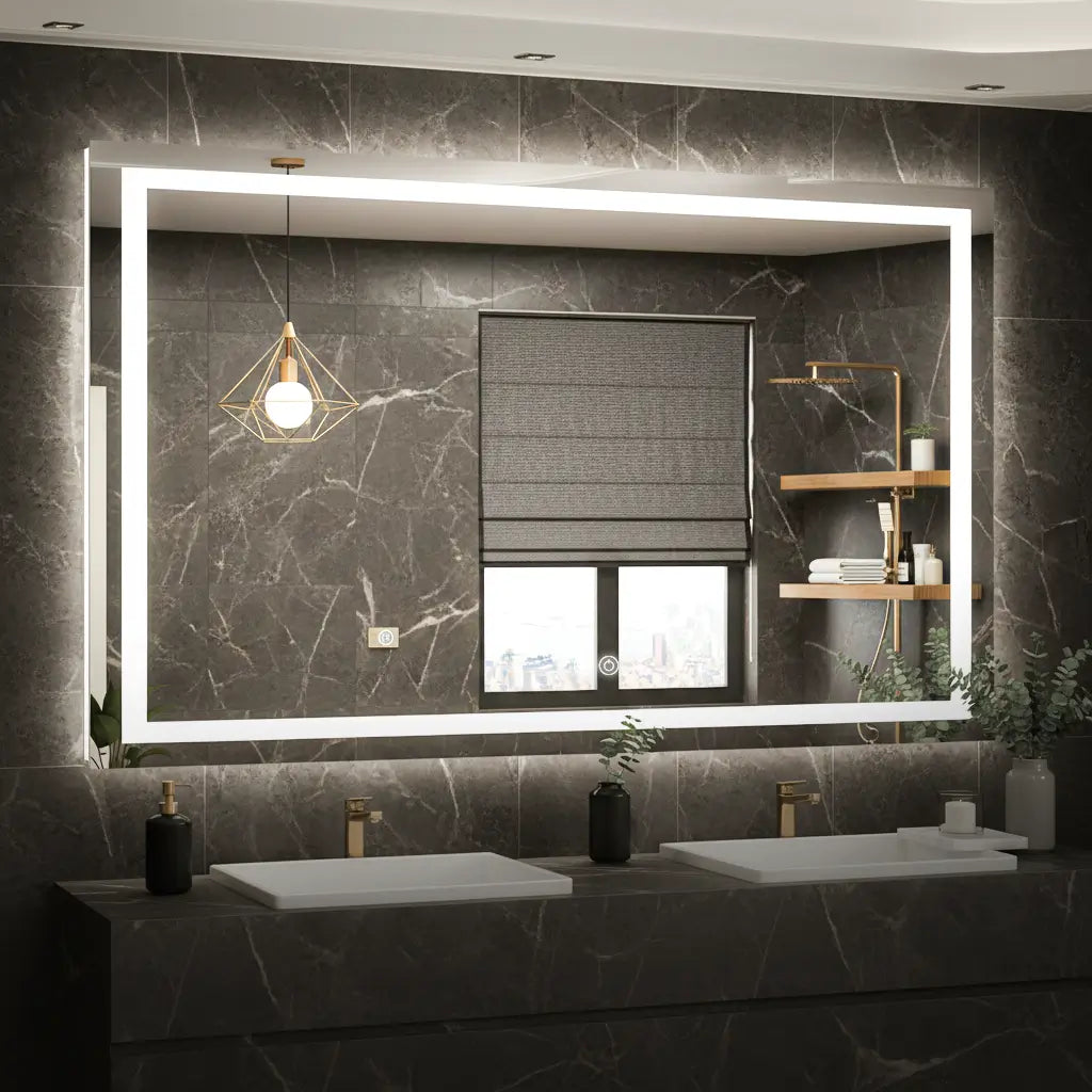 Rectangle LED Bathroom Mirror –Anti-Fog, Front & Backlit, Modern Design