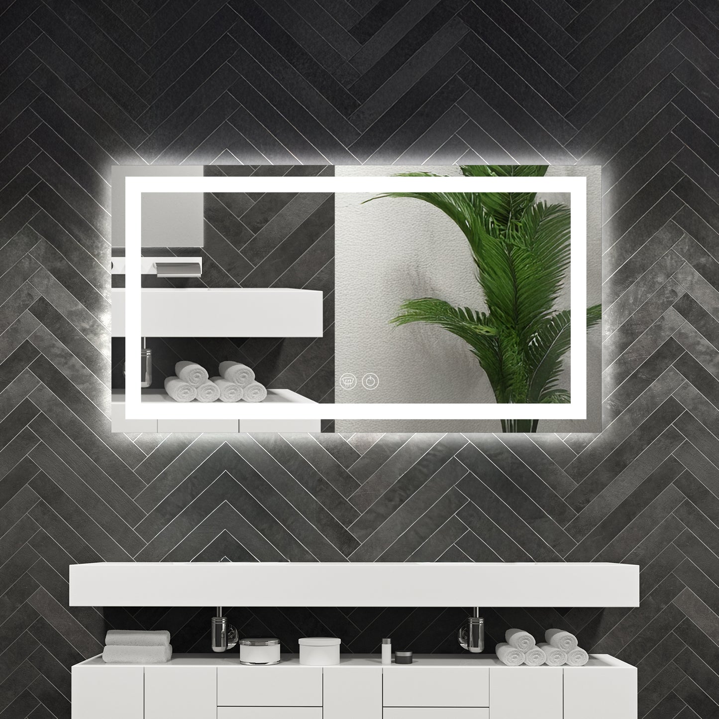 LED Bathroom Mirror – Front & Backlit, Anti-Fog, Waterproof, Modern Style