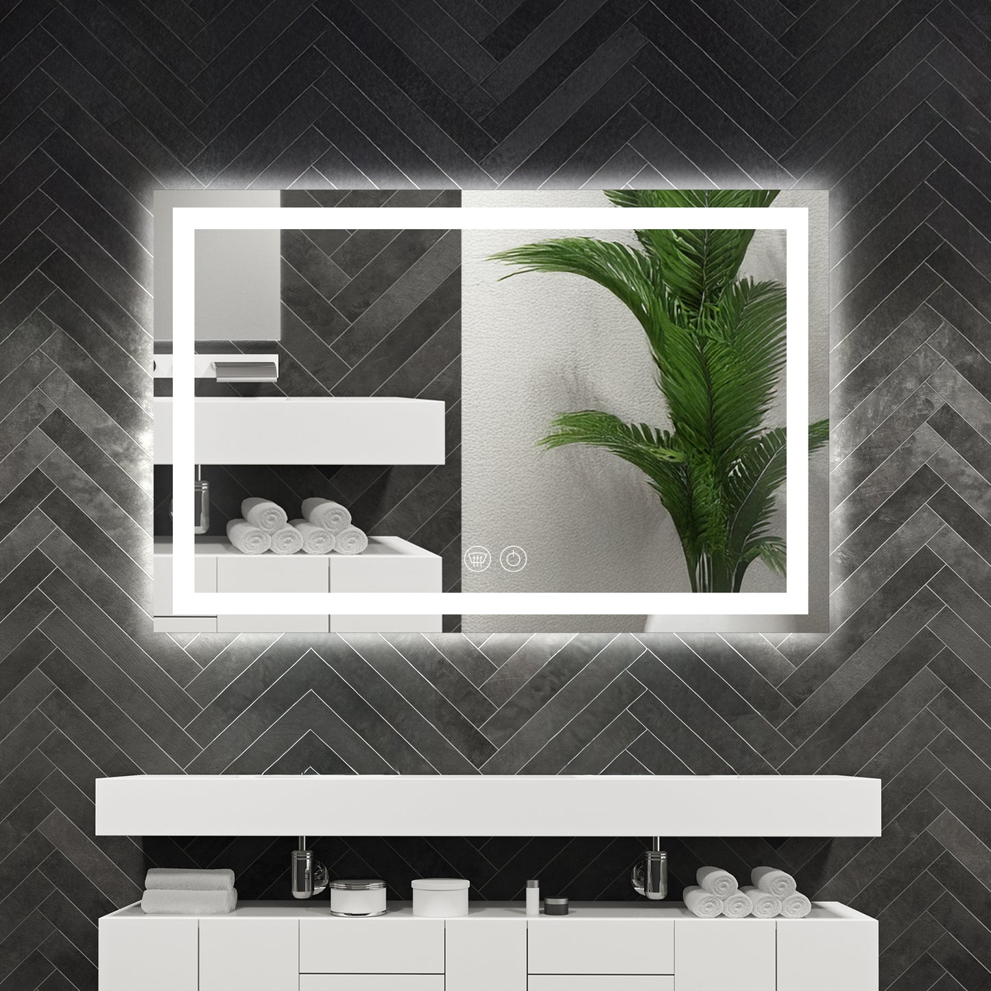 LED Bathroom Mirror – Front & Backlit, Anti-Fog, Waterproof, Modern Style