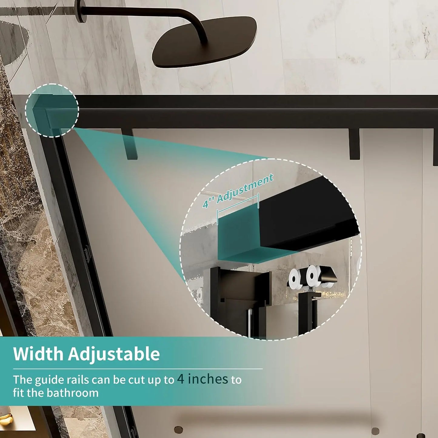 Double Sliding Semi-Frameless Glass Shower Door – Modern Bathroom Enclosure with Durable Tempered Glass, Water-Tight Seal, Easy Installation, Smooth Rollers, Adjustable Width