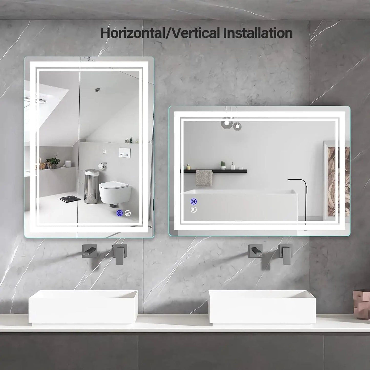 Frameless Rectangular LED Bathroom Vanity Mirror – Anti-Fog, Wall-Mounted, Dimmable Bright Light, 3 Color Temperatures, Modern Design, Touch Control, Ideal for Vanity, Makeup & Grooming