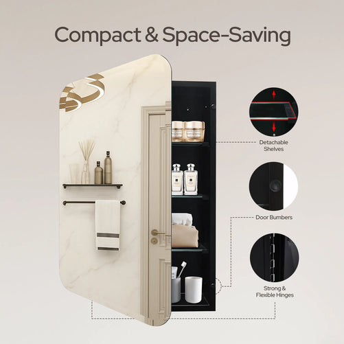 Beveled Frameless Medicine Cabinet with Mirror– Dual Mount