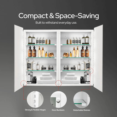 14x24 Frameless Beveled Mirror Medicine Cabinet – Wall-Mounted