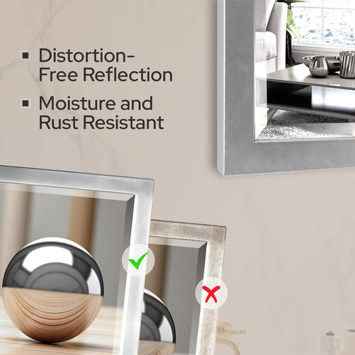 Brushed Nickel Bathroom Mirror – Modern 30x40 Rectangular Bathroom Vanity Mirror Sleek Design