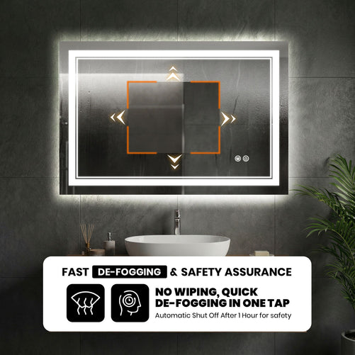 Dimmable Double LED Bathroom Mirror – Front & Backlit, Anti-Fog