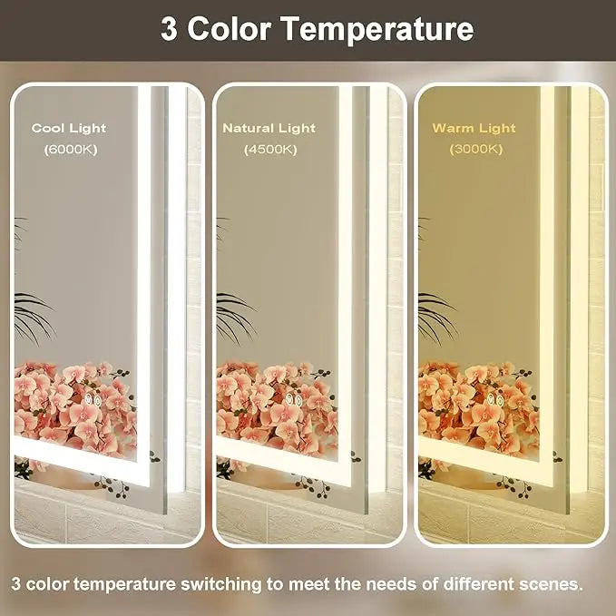 LED Bathroom Mirror with Lights – Front and Backlit, Anti-Fog, Shatterproof Tempered Glass, Waterproof, Memory Function, UL Listed – Modern Vanity Mirror for Multi Use